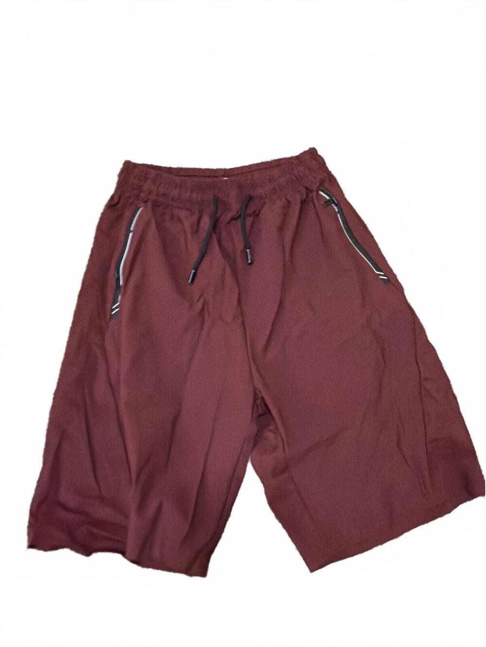 Boys Maroon Track Shorts with Zippers Size 10/11Y